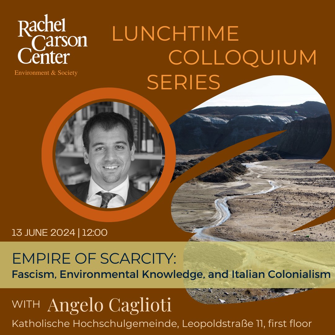 This week in the Lunchtime #Colloquium, Angelo Caglioti will present on “Empire of #Scarcity: #Fascism, #EnvironmentalKnowledge, and Italian Colonialism.”

The LC is free and open to the public. The talk starts at 12:30, but feel free to come at 12, bring a lunch, and socialize.