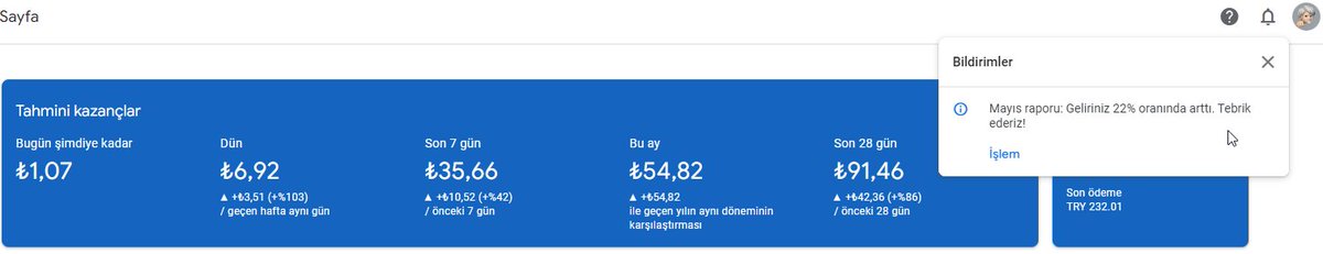 Gelir basit düzey ona aldırmayın ama, Yıbaşından beri acayip bir şekilde çakılmıştı gelirlerim,  Arkadaşımın tavsiyesi ile wordpress sitemde goolge'ın ille de yükle diyerek sürekli mesaj atması üzerine yüklediğim amp eklentisini kaldırınca gelirde önemli bir artış oldu.