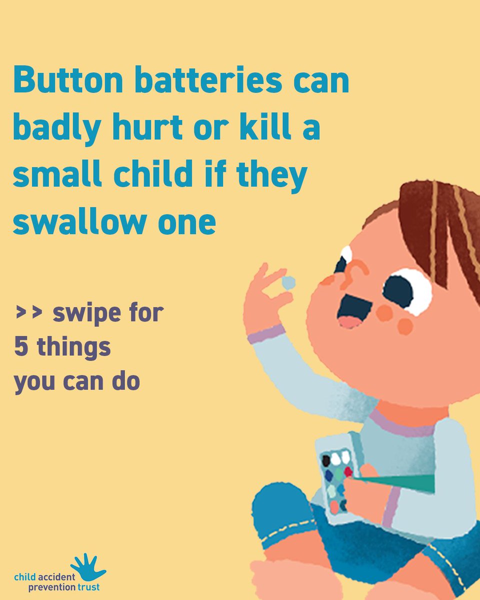 CAPTcharity's tweet image. Today, for International Button Battery Awareness Day, we’re sharing five top tips to keep children safe.

To find out more visit: capt.org.uk/button-battery…

#BeBatteryAware #ChildSafety #ButtonBatteryAwarenessDay