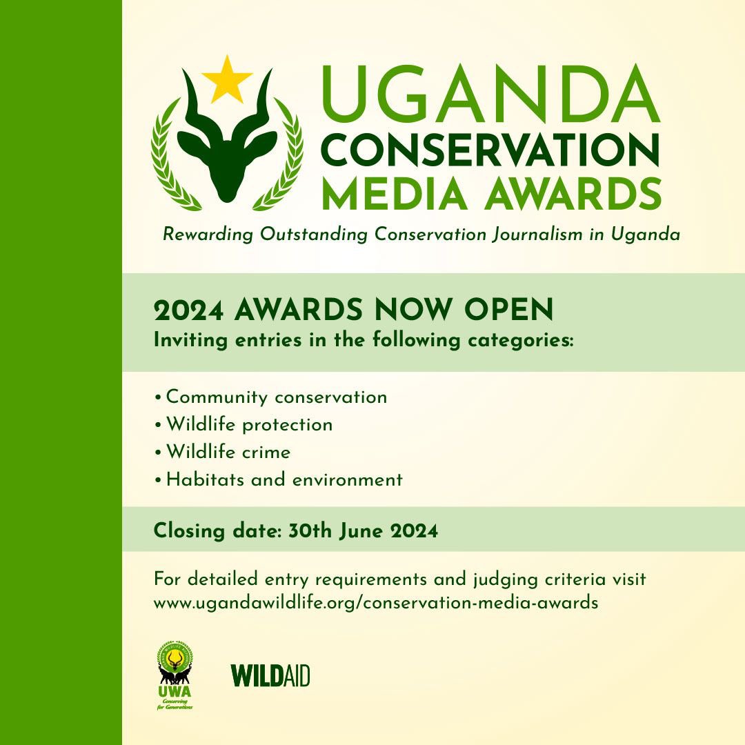 ugwildlife's tweet image. Are you our next winner?  

Calling all of you to submit your entries to this year’s Uganda Conservation Media Awards 📧 awards@wildlife.go.ug. The deadline is fast approaching! 

Find out more about the categories 🔗 buff.ly/3Y7ZjpH #UCMA2024
