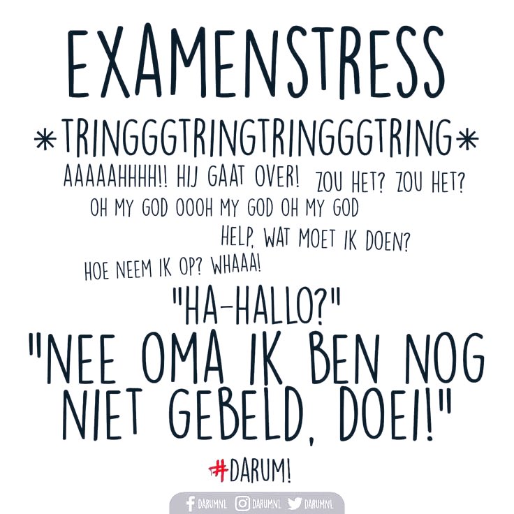 Vandaag  komen de examenuitslagen!

Geslaagd?
Gefeliciteerd en óp naar je volgende avontuur 🎉🇳🇱💪🏼

Nog niet? 
Diep ademhalen en het nogmaals proberen. Meer dan je best kan je niet doen 🍀❤️👌🏼