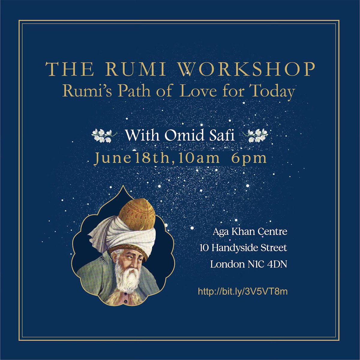 ostadjaan's tweet photo. Thursday night (June 13th) is the last day to sign up for in-person attendance in London for The Rumi Workshop, held on June 18th, from 10 am to 6 pm London time.

After that, it is still possible to sign up for virtual attendance.  

 The link is here: https://t.co/L6wvbWkEwr https://t.co/khrCOwMEEW