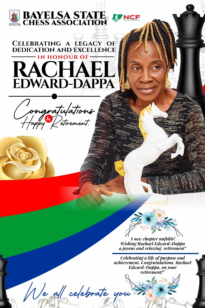 BKigigha's tweet image. Join us in celebrating an icon in the world of chess!
The Bayelsa State Chess Association is honored to recognize the remarkable contributions of Madam Rachael Edward-Dappa, a true legend in the chess community.
#ChessLegend #Bayelsastatechessassociation #RachaelEdwardDappa