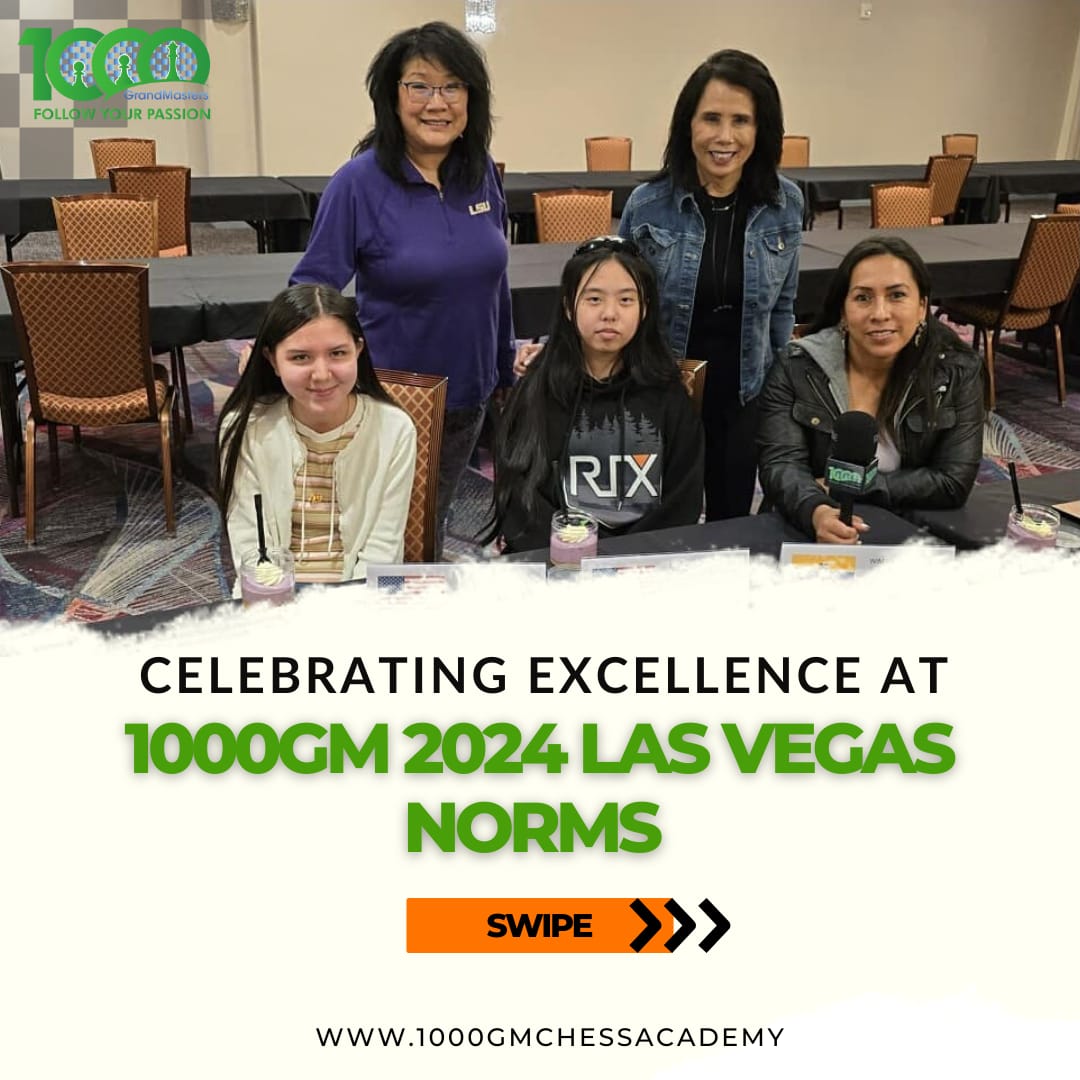 1000GM congratulates our stars at the 1000GM 2024 Las Vegas Norms! 

Your dedication inspires us all. Onward to greatness! 

#1000GM #1000GMLasVegas2024 #ChessExcellence #1000GMChessAcademy
