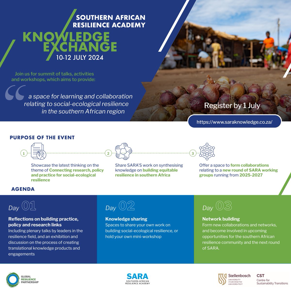 grp_resilience's tweet photo. 💡Join us from 10-12 July for the SARA Knowledge Exchange! It's more than just talks and workshops, it's a chance to connect, learn, and collaborate with others working in  social-ecological resilience in southern Africa.
📅 Register by 1 July

https://t.co/8y7muIa1xy
@CST_SU https://t.co/UP7qAEdOMB