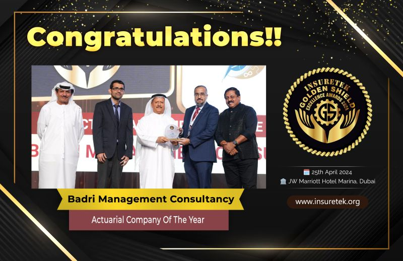 🎉 Congratulations to <a href="/BadriManagement/">BADRI Management Consultancy</a>   Consultancy for winning the prestigious 𝐀𝐜𝐭𝐮𝐚𝐫𝐢𝐚𝐥 𝐂𝐨𝐦𝐩𝐚𝐧𝐲 𝐎𝐟 𝐓𝐡𝐞 𝐘𝐞𝐚𝐫 Award at the 𝐈𝐧𝐬𝐮𝐫𝐞𝐓𝐞𝐤 𝐆𝐨𝐥𝐝𝐞𝐧 𝐒𝐡𝐢𝐞𝐥𝐝 𝐄𝐱𝐜𝐞𝐥𝐥𝐞𝐧𝐜𝐞 𝐀𝐰𝐚𝐫𝐝𝐬 𝟐𝟎𝟐𝟒 in Dubai! 🏆