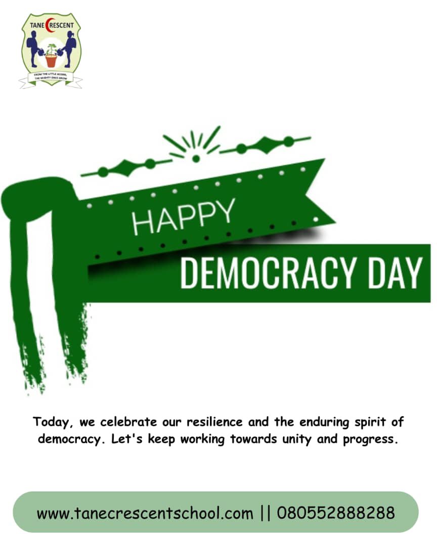 Tanecrescentsch's tweet image. Today, we celebrate our resilience and the enduring spirit of #democracy. Let&apos;s keep working towards unity and progress.
#happydemocracyday 
#schoolsinlagos#SchoolsinSurulere #LagosMumsonline#worksmart #primaryschool#nurseryschools #childcenteredlearning #montessorischoolsinlagos