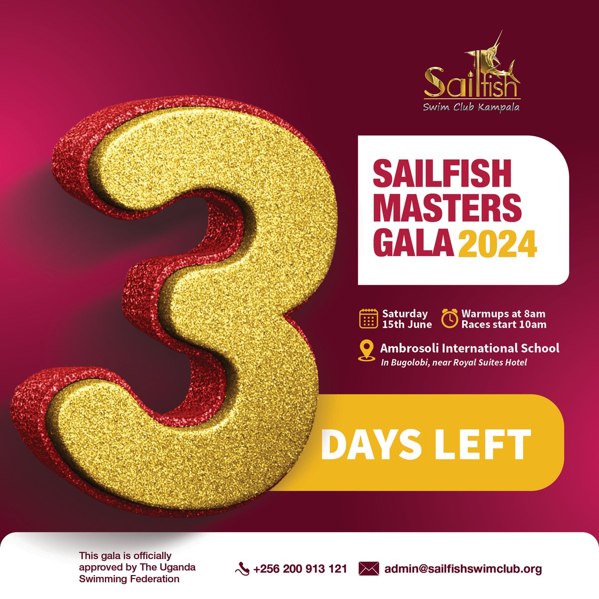 3 days left to our Sailfish Masters Gala 2024, we locked in and ready to go...#June15th
