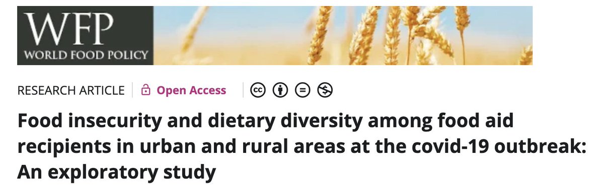 NEW PAPER: #FoodInsecurity &amp; #DietDiversity in #Rural and #Urban  <a href="/ecarrillo_dn/">Elena Carrillo</a> <a href="/RaimonMila/">Raimon Milà</a> 
🍽️80.2% of studied population experienced severe food insecurity
👧🧒 Users in rural areas had a higher risk (OR = 8.7) of suffering nutrient deficiencies, specially #children <a href="/unicef_es/">UNICEF España</a>