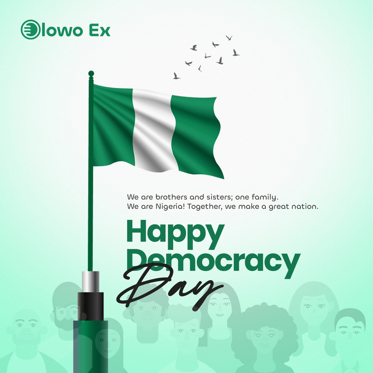 Olowo_ex's tweet photo. Happy Democracy Day! Let's celebrate the power of the people and recommit to making our nation stronger together. Here at Olowo Ex, we're proud to be a part of a thriving democracy that fosters financial inclusion through secure Naira-RMB transfers. #DemocracyDay #OlowoEx #Naija https://t.co/Yi4VRFin6n