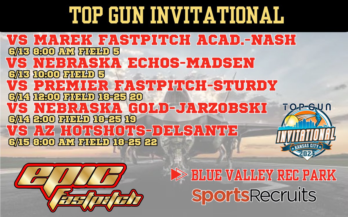 EpicArkansas's tweet photo. Permission to buzz the tower…Top Gun, here we come! @UCMJensSoftball @UCOSoftball @RiverHawksSB @KWUSoftball @BCCSoftball @CCRoughridersSB @NEOSFTBLL @ecclesia @EC_Lady_Royals @Epic__SB https://t.co/LCC7qMZ3rm