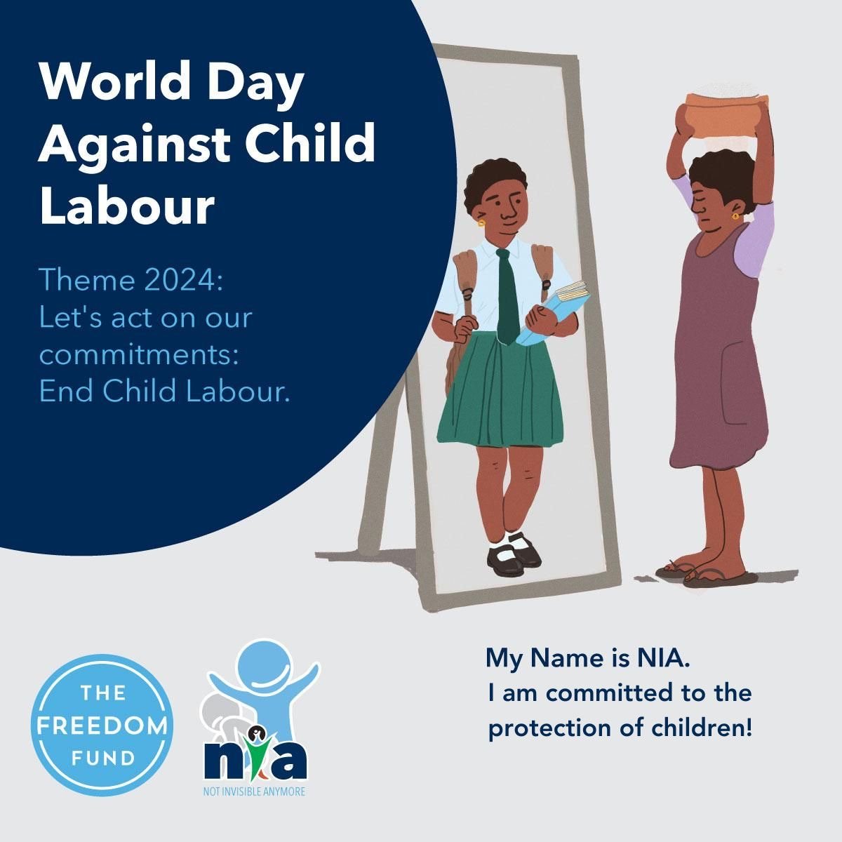 Today is #WorldAgainstChildLabour. Every child deserves a safe and nurturing environment to grow, learn,and dream. Together, let's fight against exploitative child labour and build a future where all children can thrive.#MynameisNIA
