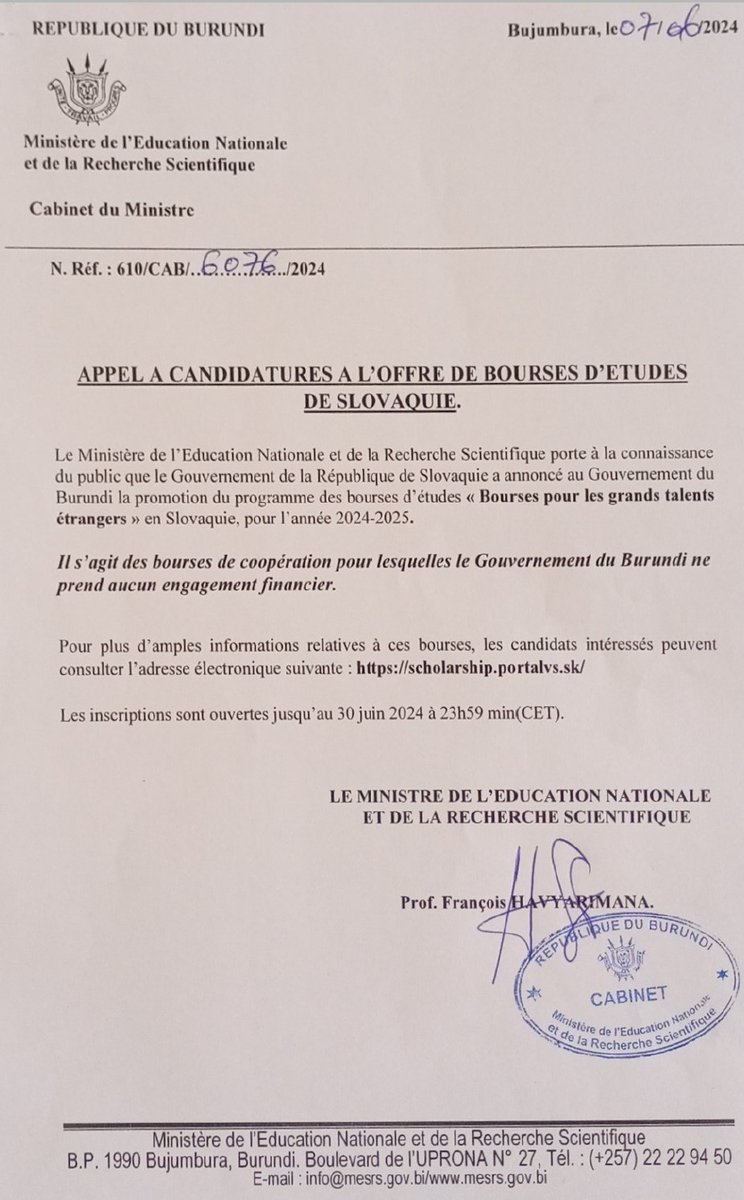 Appel à candidatures à l'offre de bourses d'études de Slovaquie.
Pour plus d'info : portalvs.sk/sk/