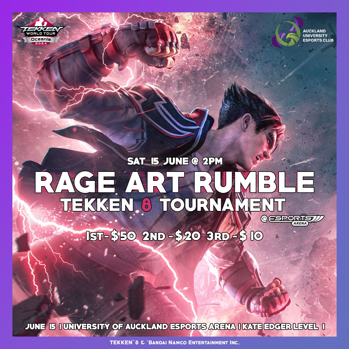 UoA TWT Event!

Join us this week for a fun time battling it out against fellow Tekken players!

📅 Date: June 15th
🕒 Time: 2 PM
📍 Location: (Kate Edger, Level 1)

start.gg/tournament/auc…

(All Club members free to play! Non-club members include $5 entry fee)