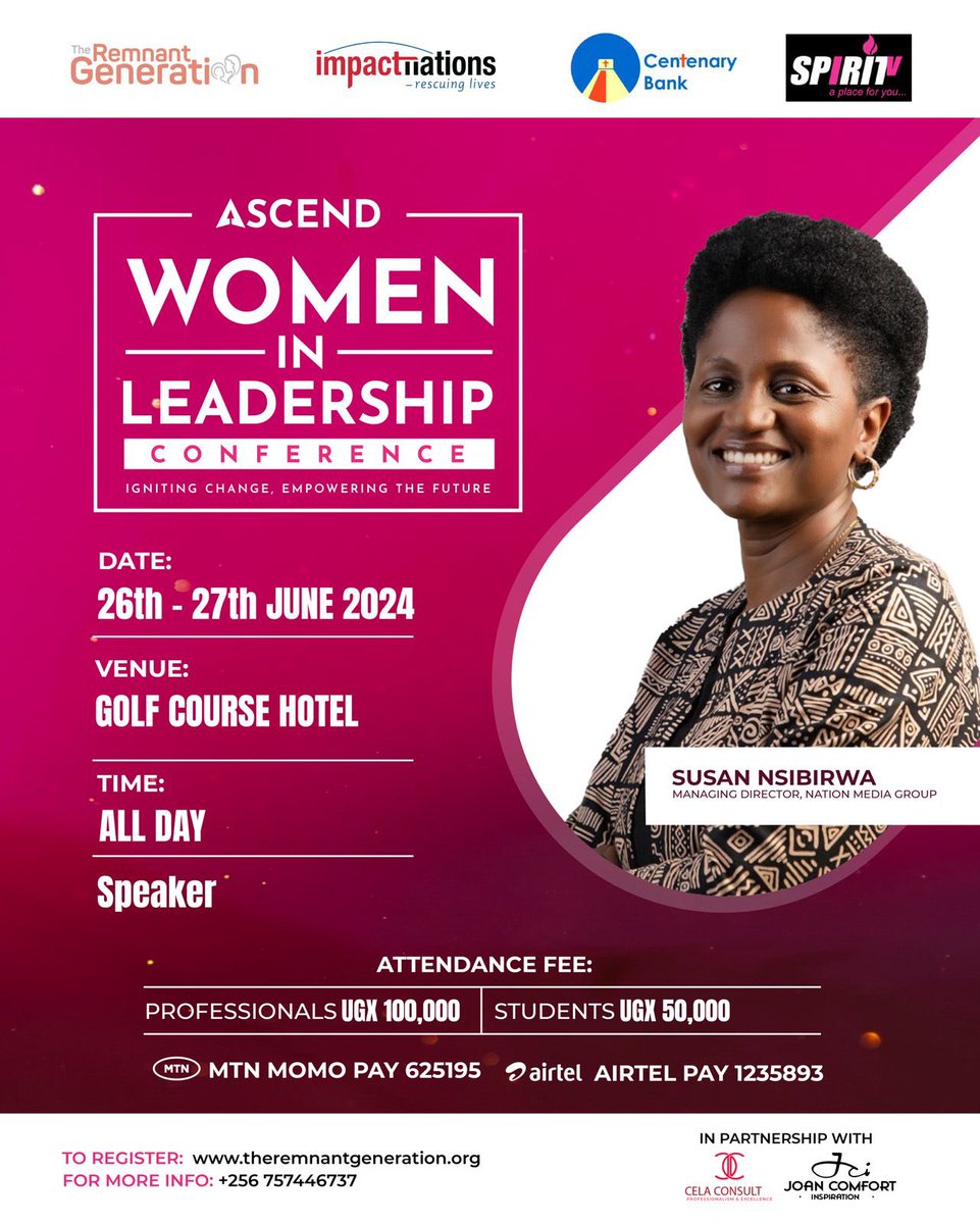QueenAkidi's tweet photo. This year’s.@remnantgnration with @impactnations #AscendWomenInLeadershipConference Themed; #Ignitingchangeempoweringthefuture promises innovative insight &amp; powerful discussions from renowned speakers like @SueNsibirwa sharing their transformative leadership journeys

I’m excited https://t.co/FLtP6TWbCs