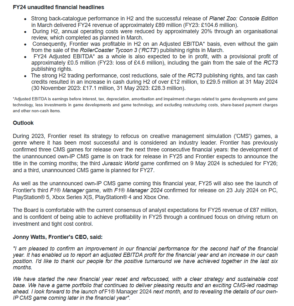 entrustTMF's tweet image. Frontier Developments #FDEV Trading Update

A Strong Second Half Performance

voxmarkets.co.uk/rns/announceme…