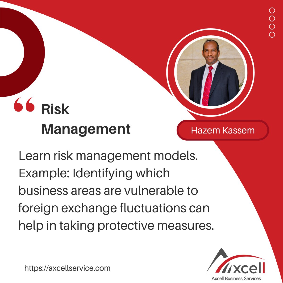 AxcellMena's tweet photo. Learn risk management models
Example: Identifying which business areas are vulnerable to foreign exchange fluctuations can help in taking protective measures.
#Axcell #Finance #Outsourcing #Consulting #InternalAudit https://t.co/U2AN5VhaV2 https://t.co/EFfL5oM08L