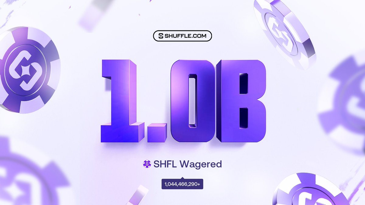shufflecom's tweet photo. We've reached an incredible milestone:  

1 BILLION SHFL Wagered! 

Launched on March 14th, 2024 $SHFL has seen 90 days of remarkable growth and Airdrop 1 vesting is now complete. A huge thank you to our amazing users for making this achievement possible!

💜