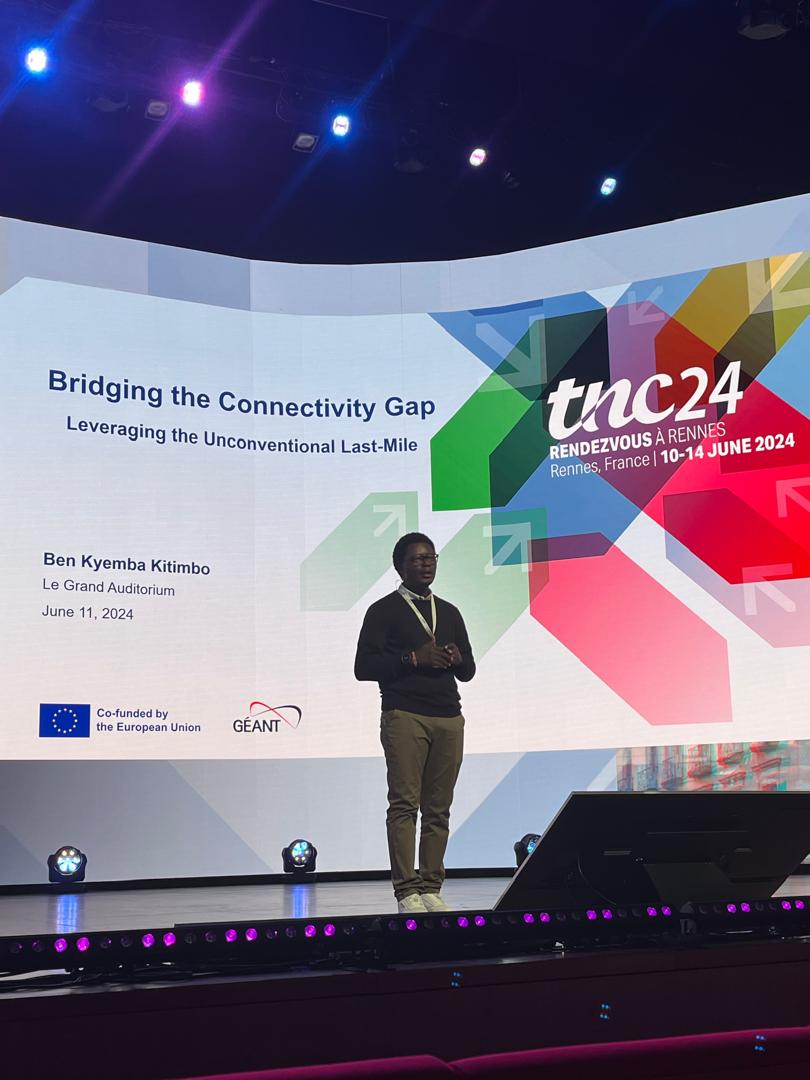 RENU_256's tweet photo. #TNC24 

Ben Kyemba (@chemberh), our Network Engineer, had the honor of presenting on 'Bridging the Gap - Leveraging the Unconventional Last-Mile' at TNC24 .  

Thank you, Ben, for the insightful presentation.