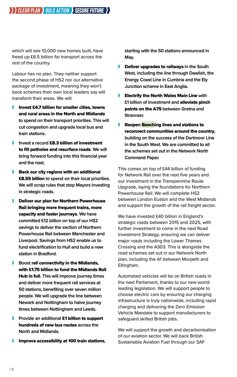 CambApproaches's tweet photo. Hmm. EWR not mentioned  in the 2024 Conservative manifesto. Same as the 2019 manifesto. But it talks about restoring/reopening Beeching lines. Good grief. Can you clarify the position on EWR? @Chris4SCambs @AnthonyBrowneMP @HuwMerriman https://t.co/gfIQJ7o0ND