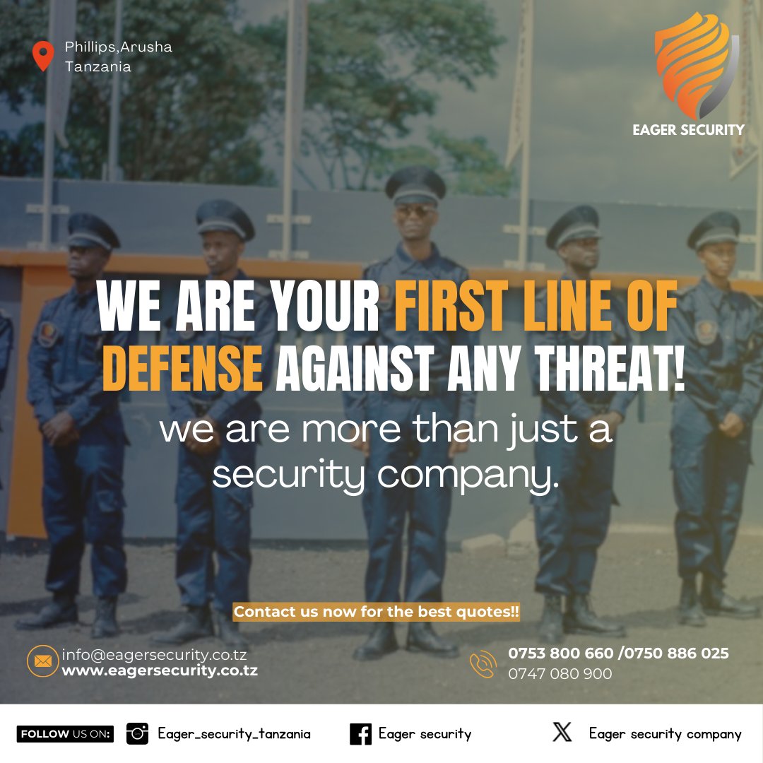 Eagersecurity's tweet photo. Good morning...
We are one call away!! making sure you enjoy the peace of mind that you deserve.
#securitycameras #CCTV
#tanzaniaissafe #securewhatmatterstoyou #security #securityguards #cctvcamera #trackingdevices #electricfencing #securingyourworld https://t.co/vERdP2iV1T