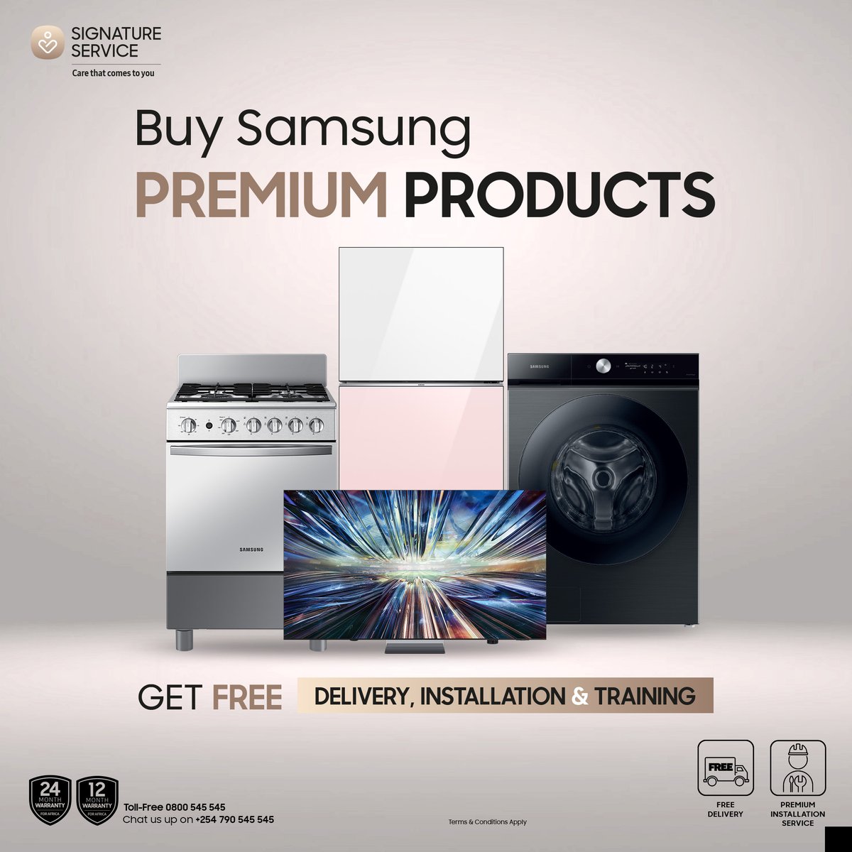 SamsungKE's tweet photo. Experience convenience with our #SignatureService when you buy our Premium products.
Enjoy absolutely FREE delivery, installation and training.
Ts and Cs apply.
#MoreWithSamsung https://t.co/a0wX0VlBQK