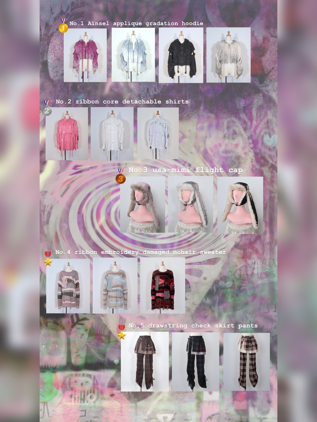 縷縷夢兎 Ainsel applique gradation hoodie 縷縷夢兎 Ainsel applique gradation hoodie rurumu:】フーディー