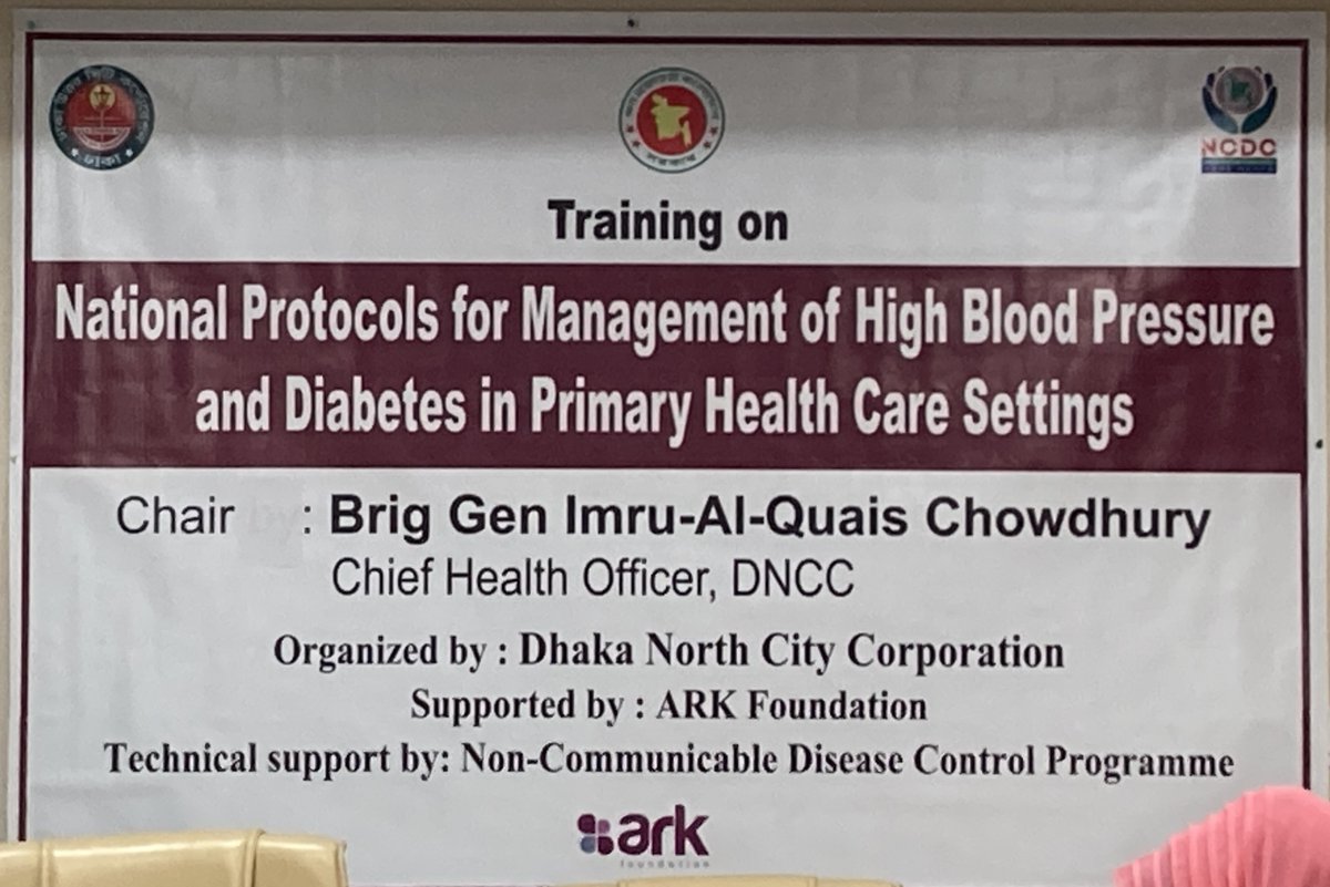arkfoundation1's tweet image. Inter-ministerial coordination in NCD control - A CRUCIAL STEP to combat #NCDs in urban areas!
The #DNCC organized a 3-day training on National Protocols for Hypertension and Diabetes Management.
ARK is honored to support the capacity strengthening of #MoLGRD health professionals