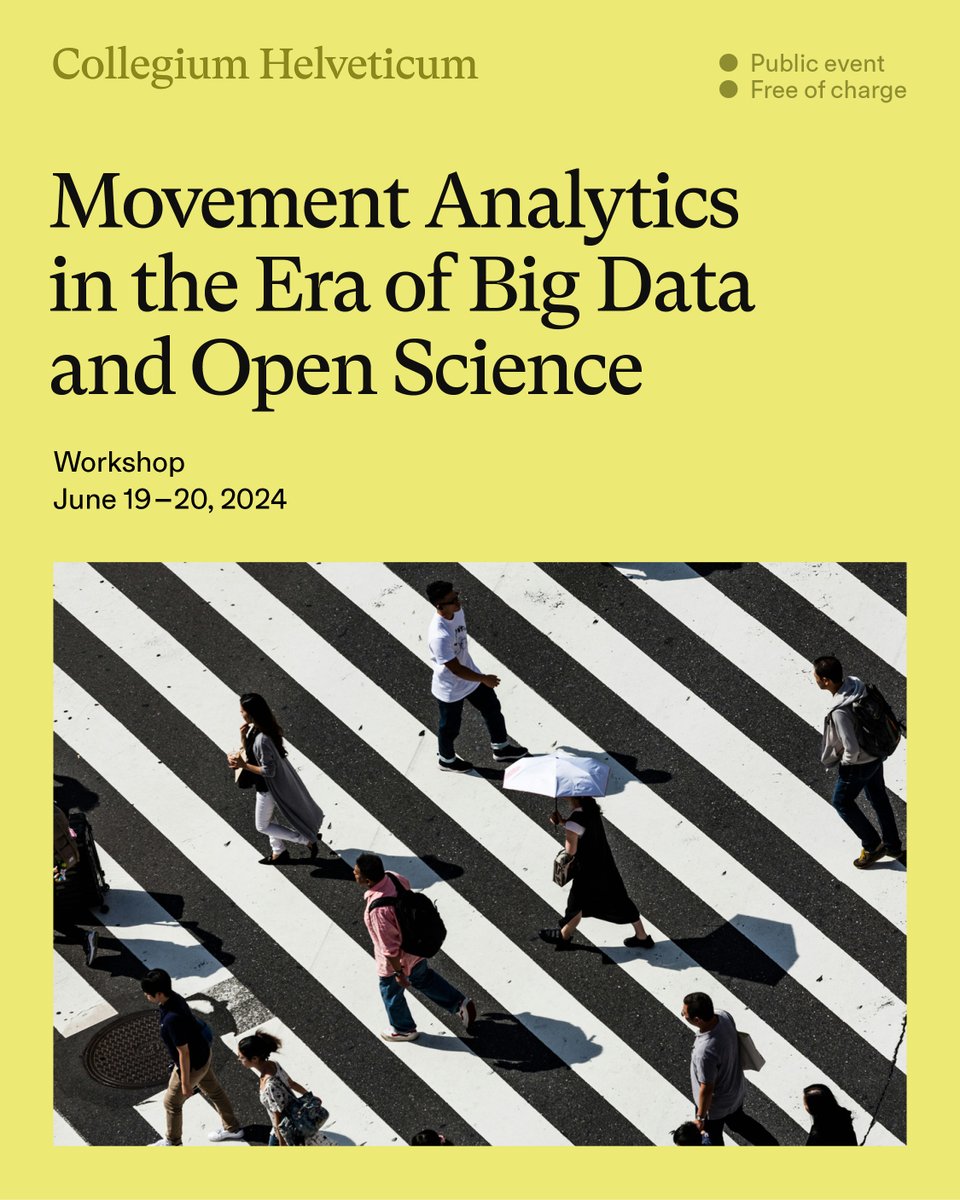 The research on movement data is developing fast. This workshop intends to identify gaps and opportunities for advancing open science through integrative and multidisciplinary approaches.
Organized by Somayeh Dodge and Robert Weibel.

collegium.ethz.ch/events/fellow-…