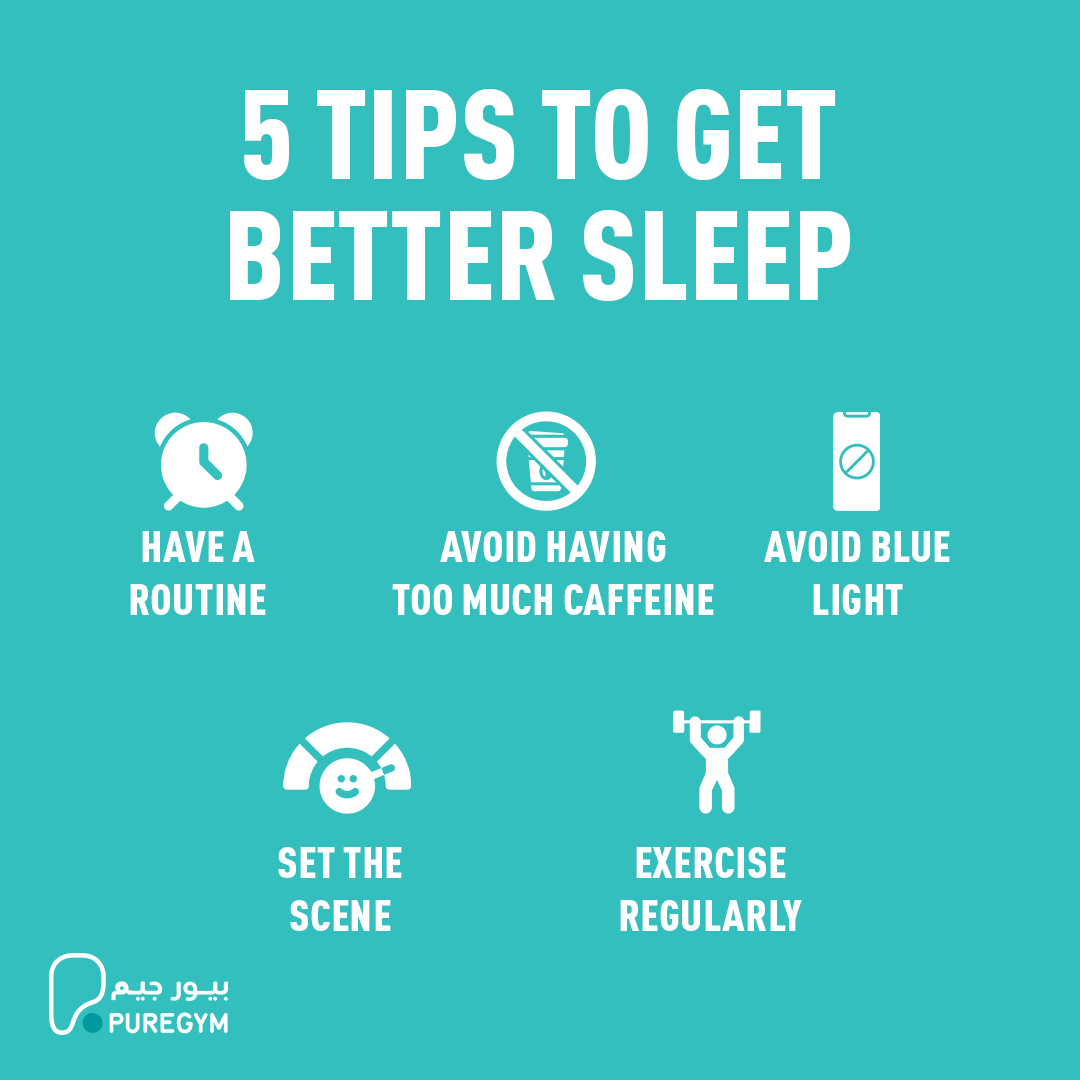 PureGymAE's tweet photo. Follow these 5 tips and see how your life will transform! 💤 #PureGymUAE #tipsandtricks https://t.co/GfCyxWjexQ