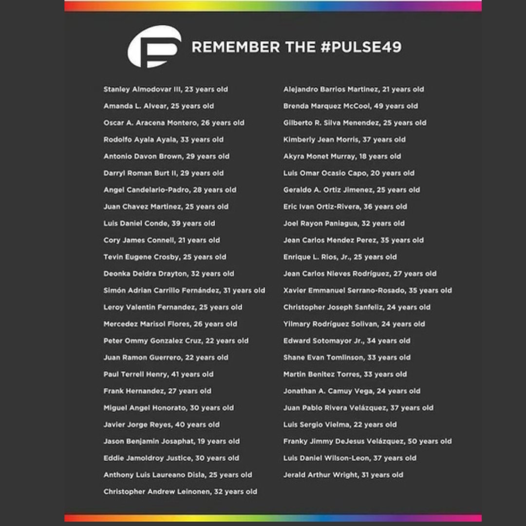 Swindonwiltspri's tweet photo. Remembering the 49 people who lost their lives at the Pulse nightclub shooting on the 12th June 2016. We say their names and pay tribute to the innocent who lost their lives and the hundreds affected by the events of that night.
#loveislove #lgbt #swinwiltspride #pulse49 https://t.co/ALByK0tzHf