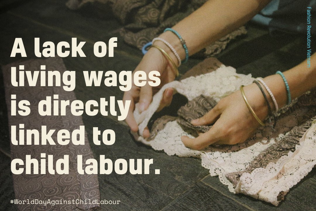 Today is #WorldDayAgainstChildLabour

The global fashion industry’s ongoing exploitation of workers is driving child labour throughout the supply chain due to the lack of living wages for garment workers 💸

Transparency is the first step to accountability. Ask #WhoMadeMyClothes