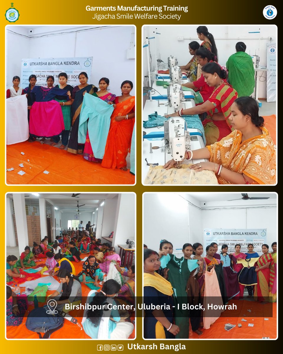 UtkarshBangla's tweet photo. Garment manufacturing training taking place at the Birshibpur Center in Uluberia - I Block, Howrah.

#skilldevelopmenttraining #stitchingideas #Upskill #garmentmanufacturing #textileproduction #apparelsourcing #clothingboutique https://t.co/Kr3uvXAQVd