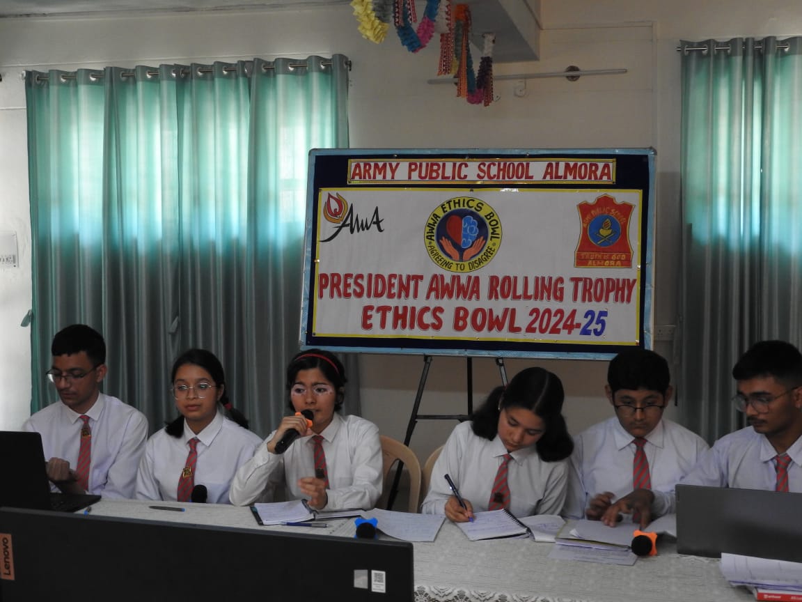 ApsAlmora's tweet photo. Proud moments to share
Students of APS Almora wins the Ethic Bowl Competition conducted by Army Wives Welfare Society (AWWA) under Northern Command https://t.co/YoXsA37fym