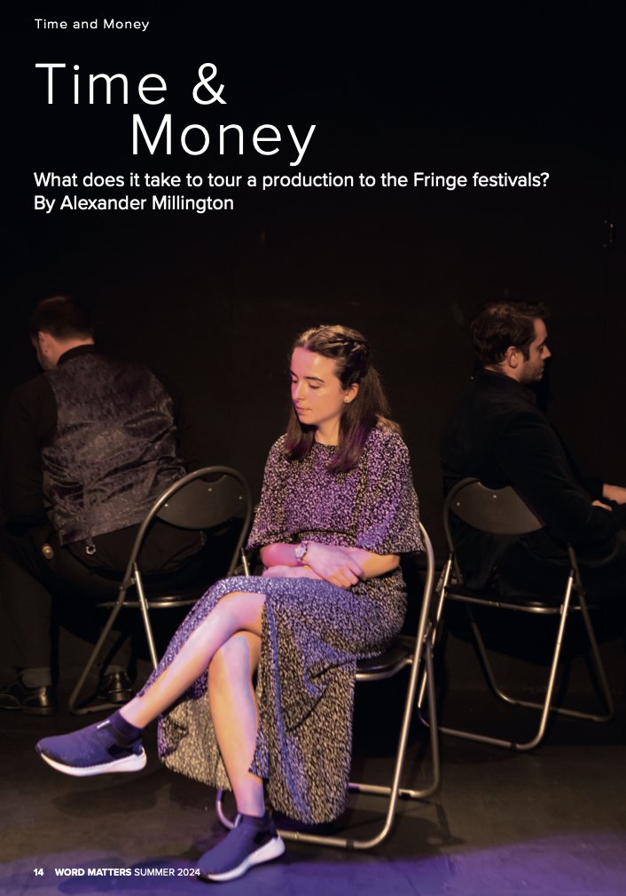 So excited and proud of our Creative Director, Alexander, who has just had an article published in #WordMatters, The Journal of The Society of Teachers of Speech and Drama, discussing the all the work that goes into producing Fringe work these days!!