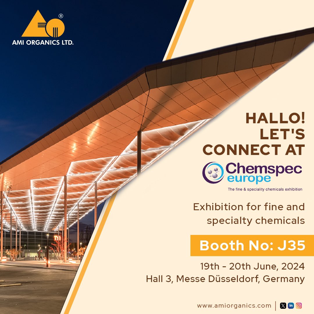 ami_organics's tweet photo. We are thrilled to announce our participation in Chemspec Europe, taking place on the 19th and 20th of June. We eagerly anticipate reconnecting with valued customers and delving into promising new avenues for business development.
#AmiOrganics #Chemspec #Europe https://t.co/4bTutsyH3u