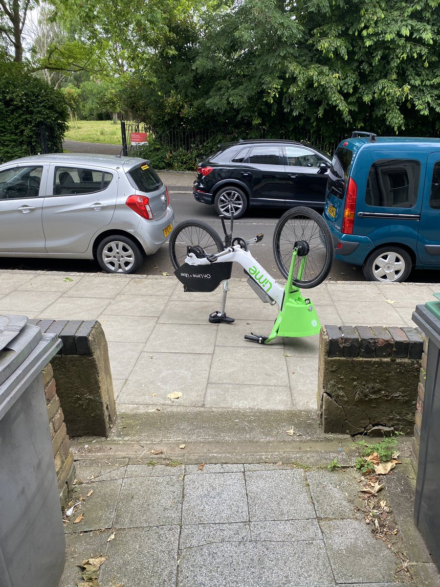 SophOKelly's tweet photo. @_LimeAID bike parked upside down outside of my house today. I reported through the app but there seems no way in the app to track my query. How do I know if you have seen or are actioning it? https://t.co/Svs1TqHtIq