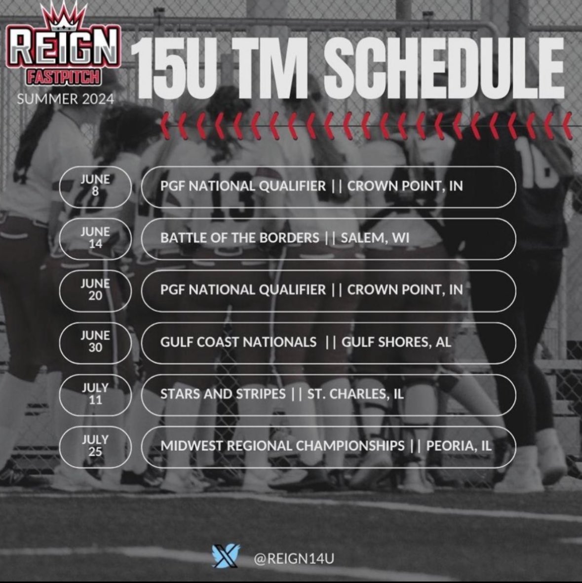 2024 summer schedule!!! Come support and watch my team play.