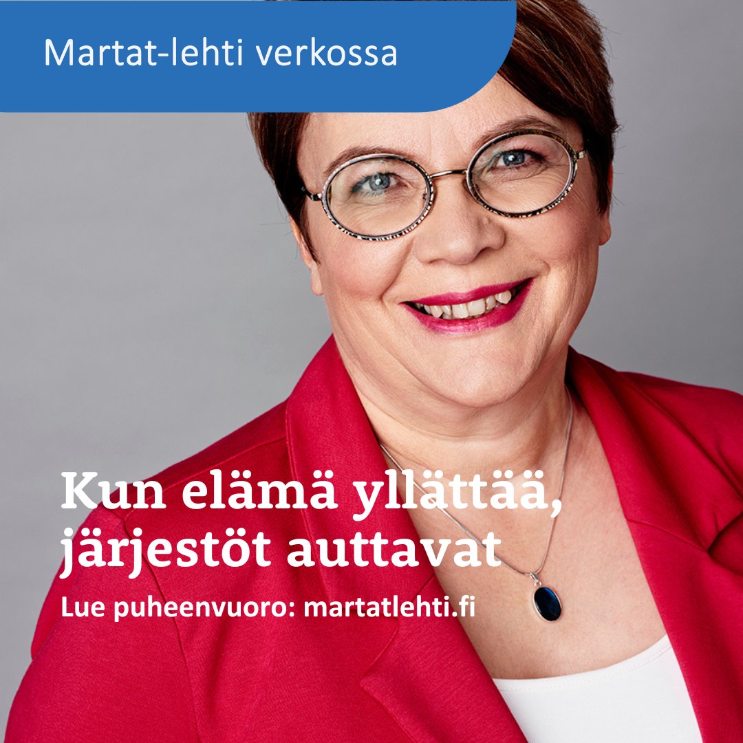 Meillä kaikilla on erilaiset lähtökohdat elämään. Järjestöjen moninainen toiminta tarjoaa väylän kuulua joukkoon, oppia uutta, saada tukea ja päästä elämässä eteenpäin. Siksi järjestöjen toimintaedellytykset kannattaa turvata. <a href="/arkisujuvaksi/">Arki sujuvaksi</a> 
➡️ martatlehti.fi/puheenvuorot/k…