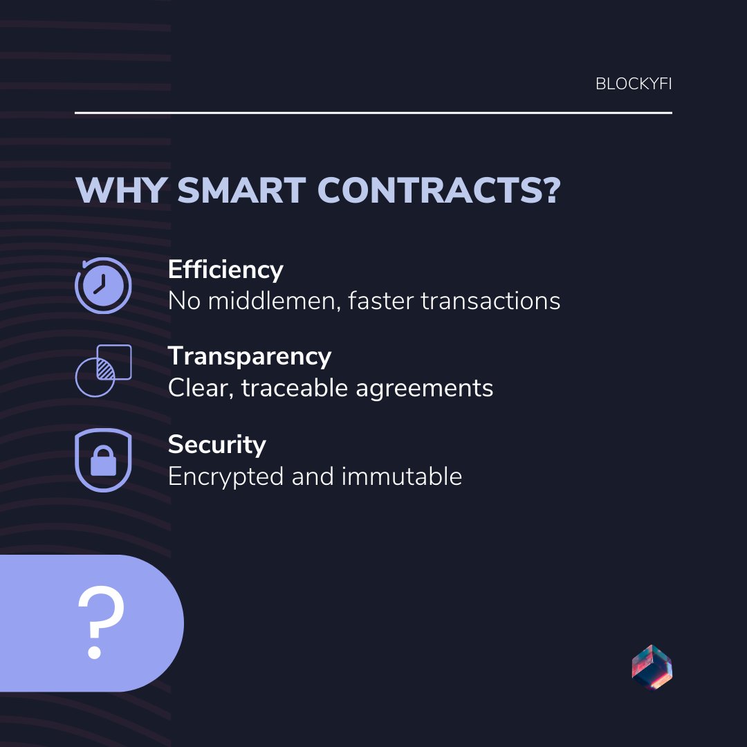 BlockyFinance's tweet photo. Imagine a world where trust is built into the code. That's the POWER of smart contracts!

👉🏻 They're revolutionising EVERYTHING, automating agreements and ensuring security.

#BlockyFi #blockchaintehcnology #datasecurity #community #smarcontracts #crypto #cryptocurrency https://t.co/6Rmphl3YM3