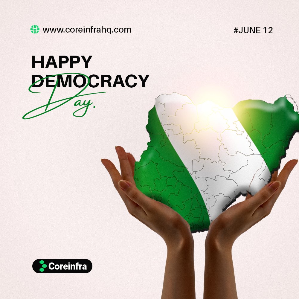 CoreInfraHQ's tweet photo. Celebrating 25 years of unbroken democracy in Nigeria. Happy Democracy Day! #democracyday2024 https://t.co/omTMRvRuAb