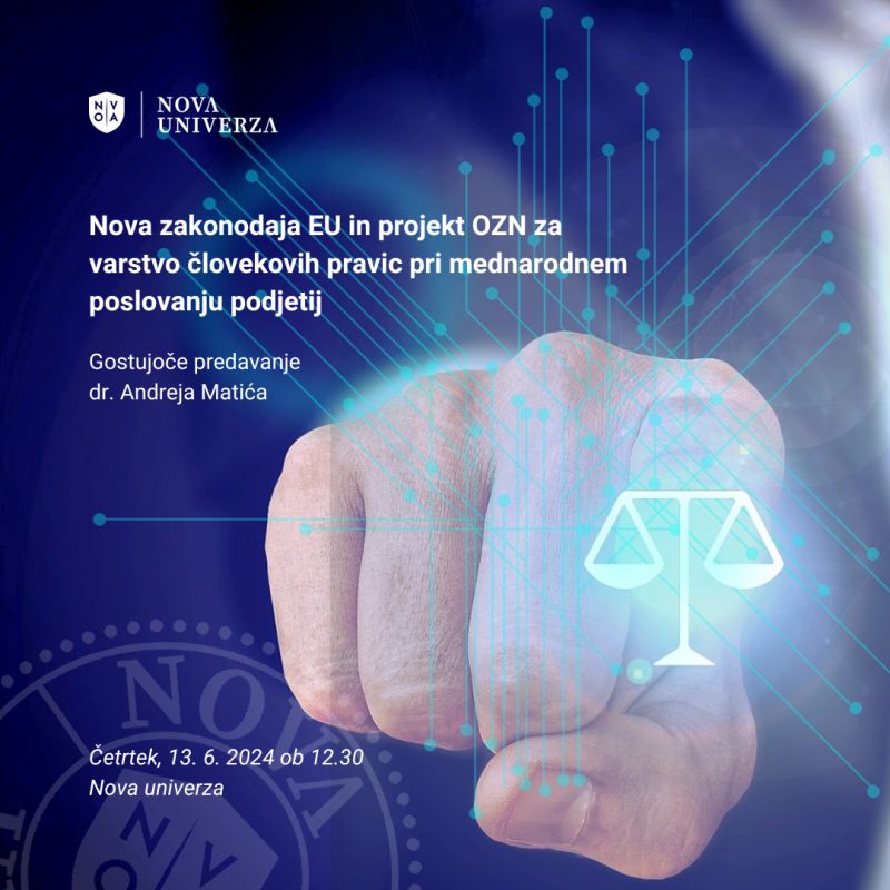 EUHRABJM's tweet photo. Vabljeni na gostujoče predavanje dr. Andreja Matića, pravnega svetovalca Evropske službe za zunanje zadeve, o spoštovanju človekovih pravic v gospodarstvu, ki bo potekalo v četrtek, 13. 6. 2024 s pričetkom ob 12.30 na Mestnem trgu 23, na Novi univerzi #bizhumanrights https://t.co/jSRSbWgoUJ