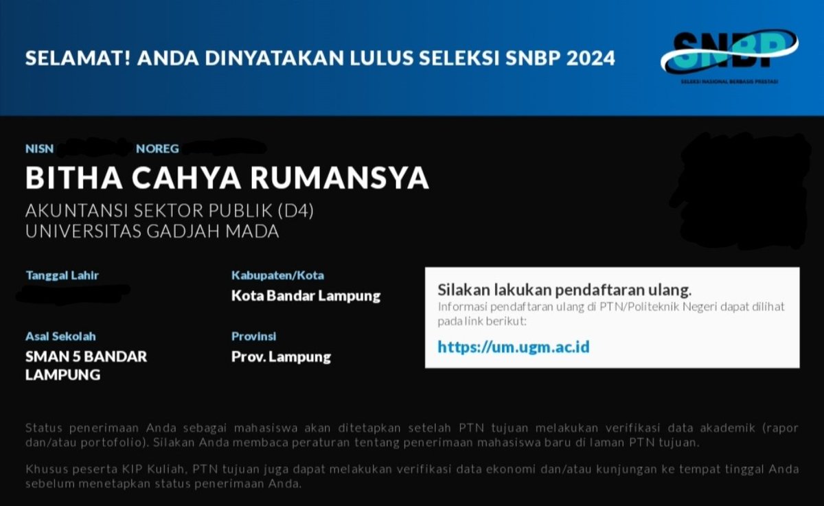 b1thaaa's tweet image. telat bgt HAHA
sebelum dibantai pengumuman anak SNBT😉! 

- eligible : 1
- rata2 : 94,77
- sertif : osn-k, ksm-p, finalis ksr nasional (ekonomi) 
- sekolah non top 1000
- gd alumni prodi
- NEKAT! 
lolos SNBP Akuntansi Sektor Publik - UGM

dah, semoga bisa menjadi referensi wkwk