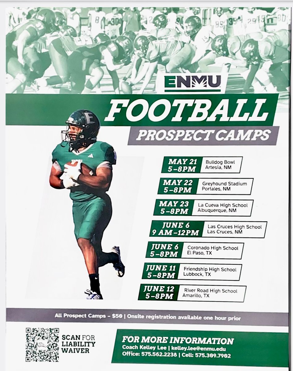 Excited for our last Prospect Camp stop today in Amarillo at River Road High school at 5 pm.  Come out and compete!