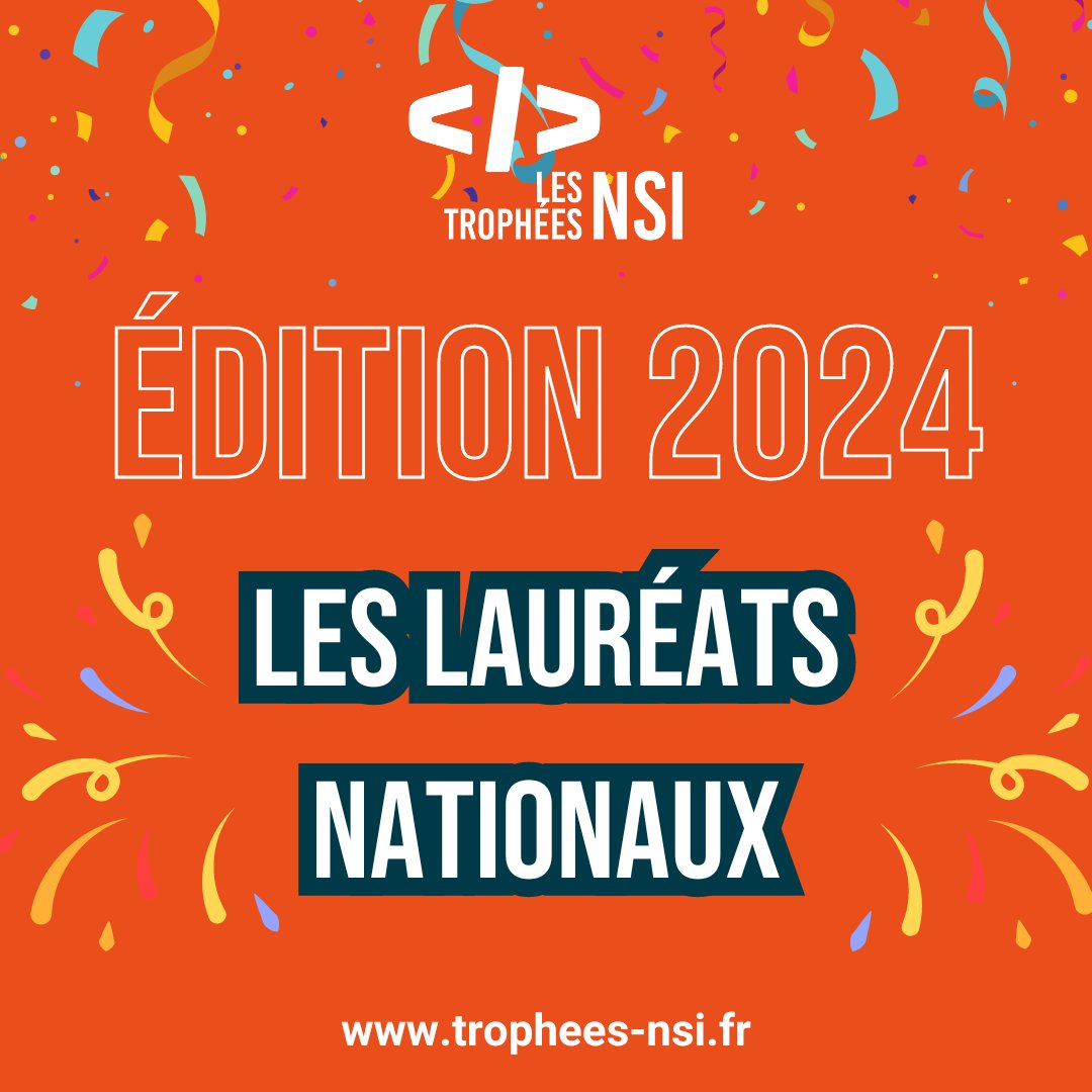 Finale des #TrophéesNSI 2024 dont nous sommes partenaires ! 🚀

Une remise de prix (à distance) à laquelle nous avons pris part hier 🎊

Bravo à toutes les équipes gagnantes pour leurs projets innovants et originaux ! 🏆🥇
Pour découvrir les lauréats ➡️ trophees-nsi.fr/resultats-2024