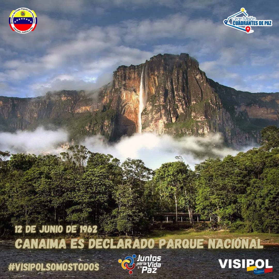 Visipol_MIJP's tweet photo. Se Cumplen 62 años de la declaración de Canaima como Parque Nacional.  Este hermoso lugar es un tesoro natural único, hogar de los impresionantes tepuyes y las magnificas cataratas de Churún Merú. 

 #CreemosEnNuestraGente
#JuntosPorLaVidaYLaPaz
#VisipolSomosTodos https://t.co/d8fodrvi3e