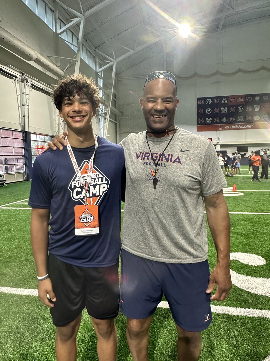 camden_chalkley's tweet photo. I had a great time at the UVA prospect camp! Thank you to all the coaches for the feedback and allowing me to get better! @CoachChrisSlade @coachdowning1 @Coach_TElliott @UVAFootball @Lancer_Recruit @Manchester_FB @CoachDre55 @REALFOOTBALL804 @BeABeast50 @CRF4Dan https://t.co/9RWOeSuqnr