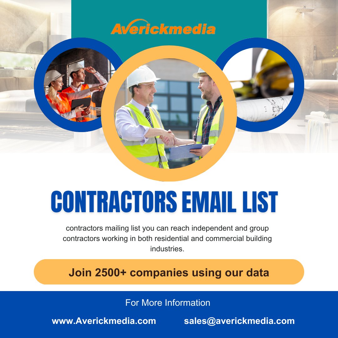Averickmedia's tweet photo. Contractors Email List | 100% Privacy Compliant

https://t.co/yd6RDnLIYf

#Contractors #EmailList #LeadGeneration
#B2BMarketing #ConstructionIndustry
#EmailMarketing #BusinessLeads 
#ContractorLeads #BusinessGrowth #MarketingTips #EmailCampaign #ContractorMarketing https://t.co/1v8LKRyaRS