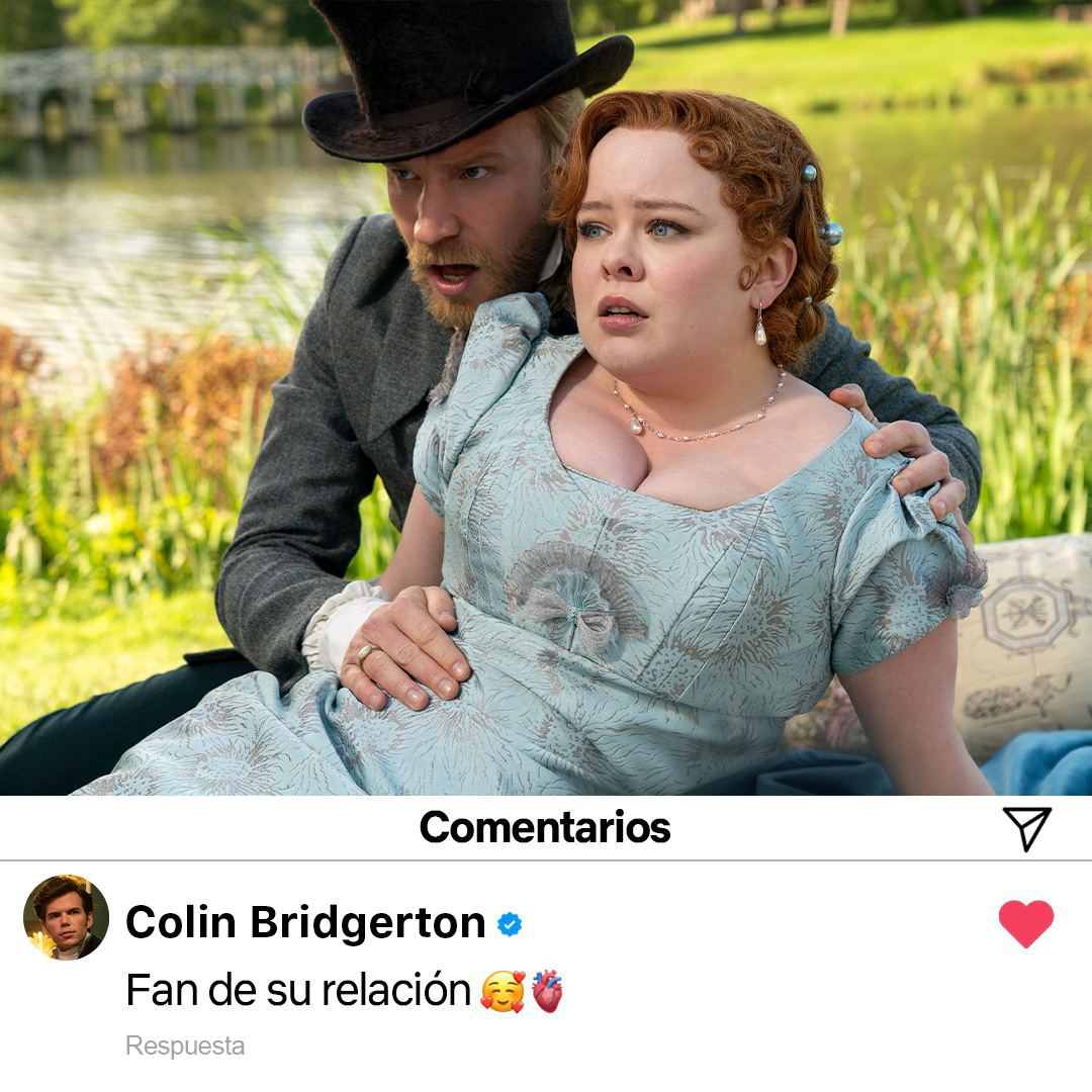 NetflixES's tweet photo. Colin es el fan nº1 de su relación. La segunda parte de la tercera temporada de #BridgertonNetflix llega mañana. https://t.co/bUiqsoW266