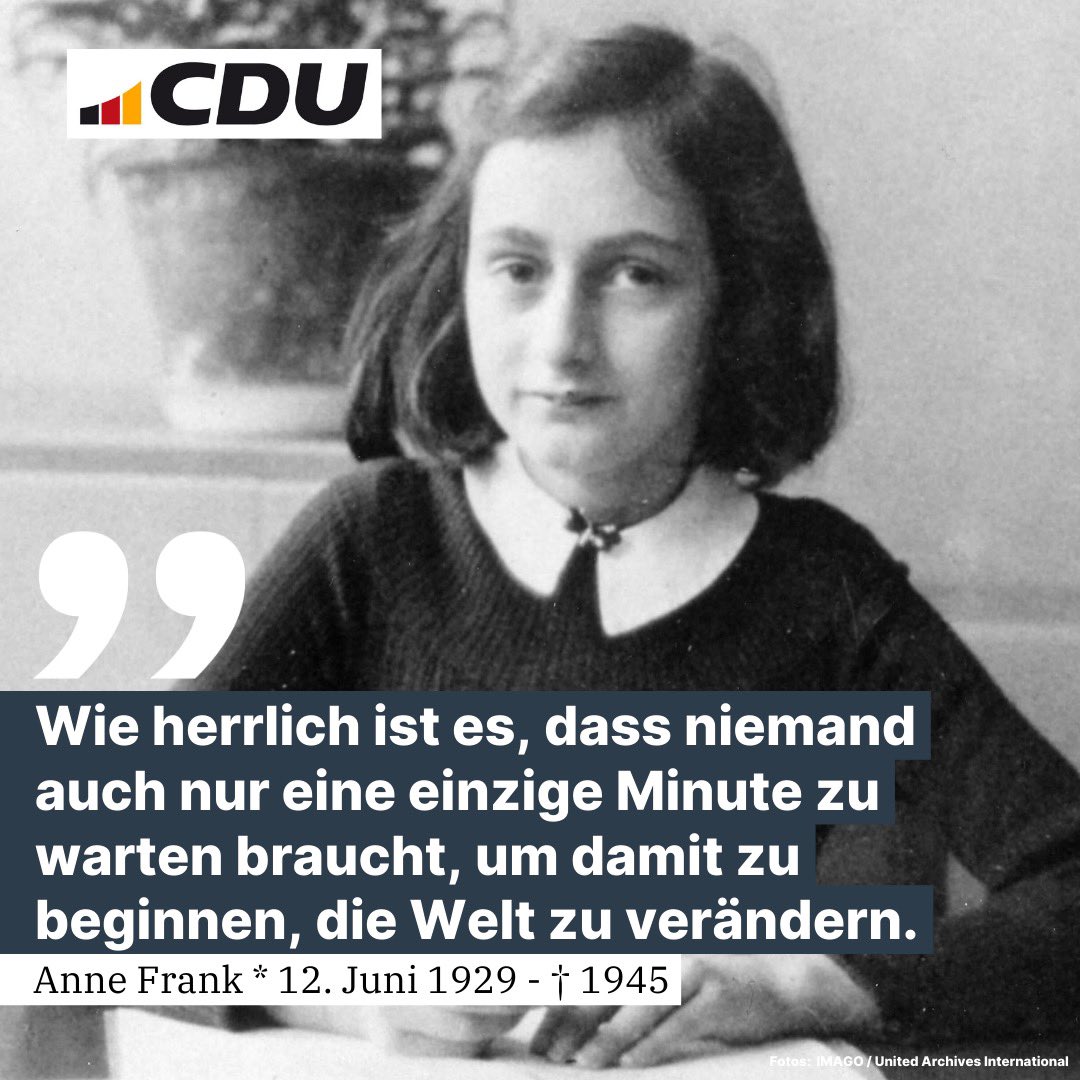 ◼️🙏 Heute, am Geburtstag von Anne Frank, erinnern hunderte Schulen in ganz Deutschland an das kurze Lebens des jüdischen Mädchens aus Frankfurt am Main, das während des Zweiten Weltkriegs in das Konzentrationslager Bergen-Belsen deportiert und dort ermordet worden ist. 

Anne